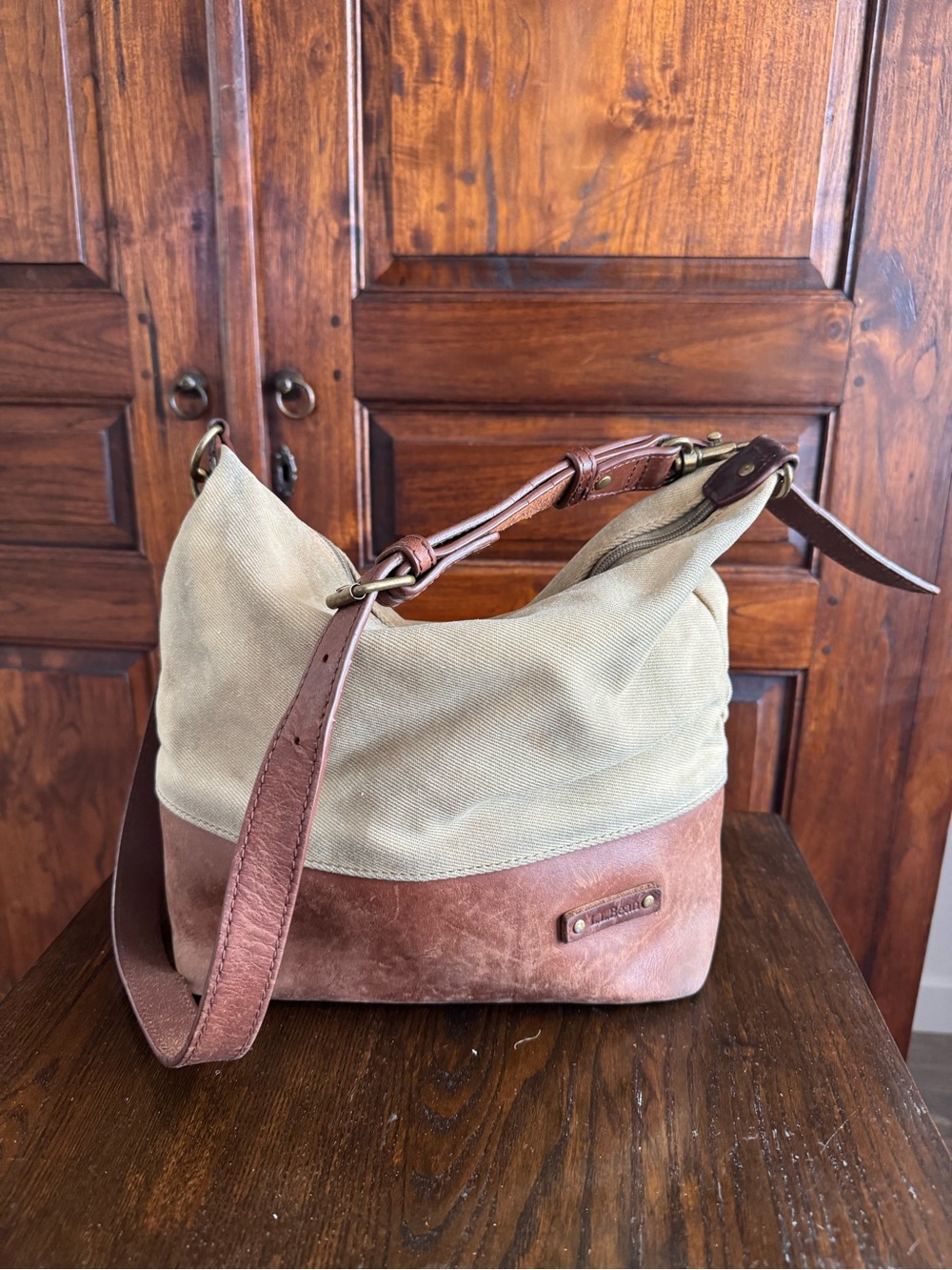 Vintage L.L.Bean waxed canvas and leather crossbody bag